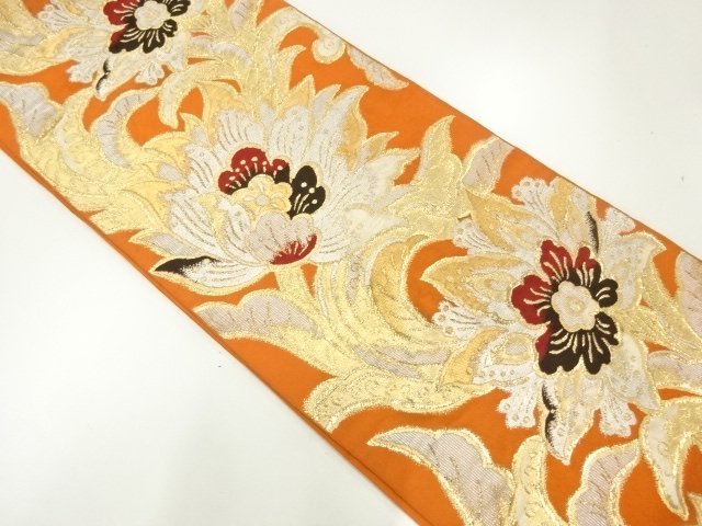 JAPANESE KIMONO / ANTIQUE FUKURO OBI / SILK / WOVEN CHINESE FLOWERS
